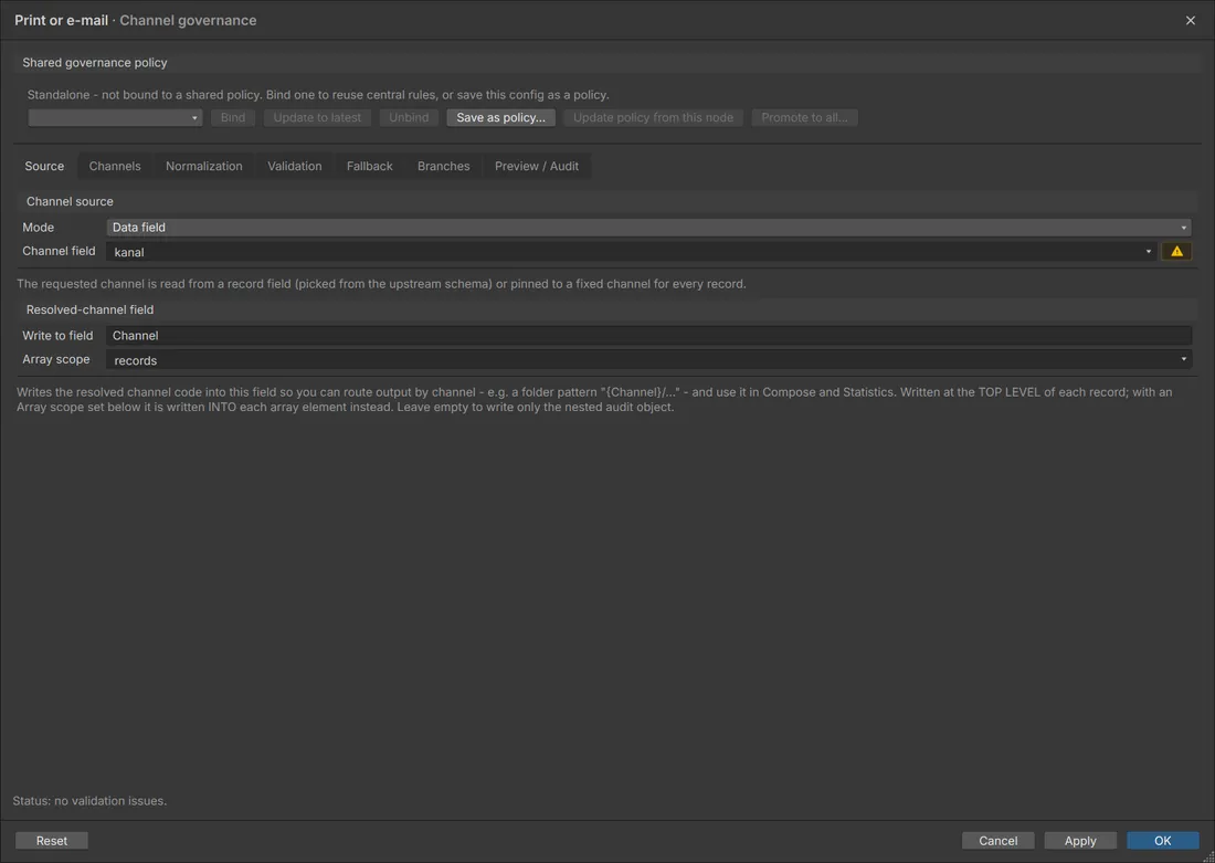 Channels per recipient and consent