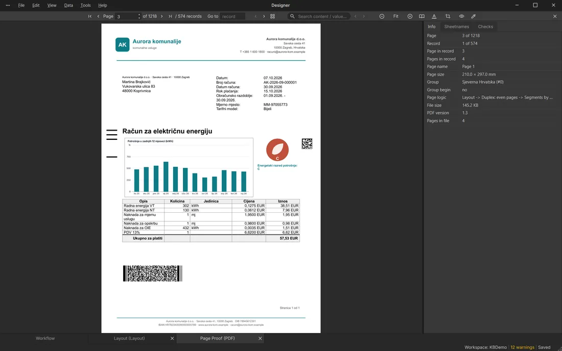Page Proof: an electricity bill, page by page