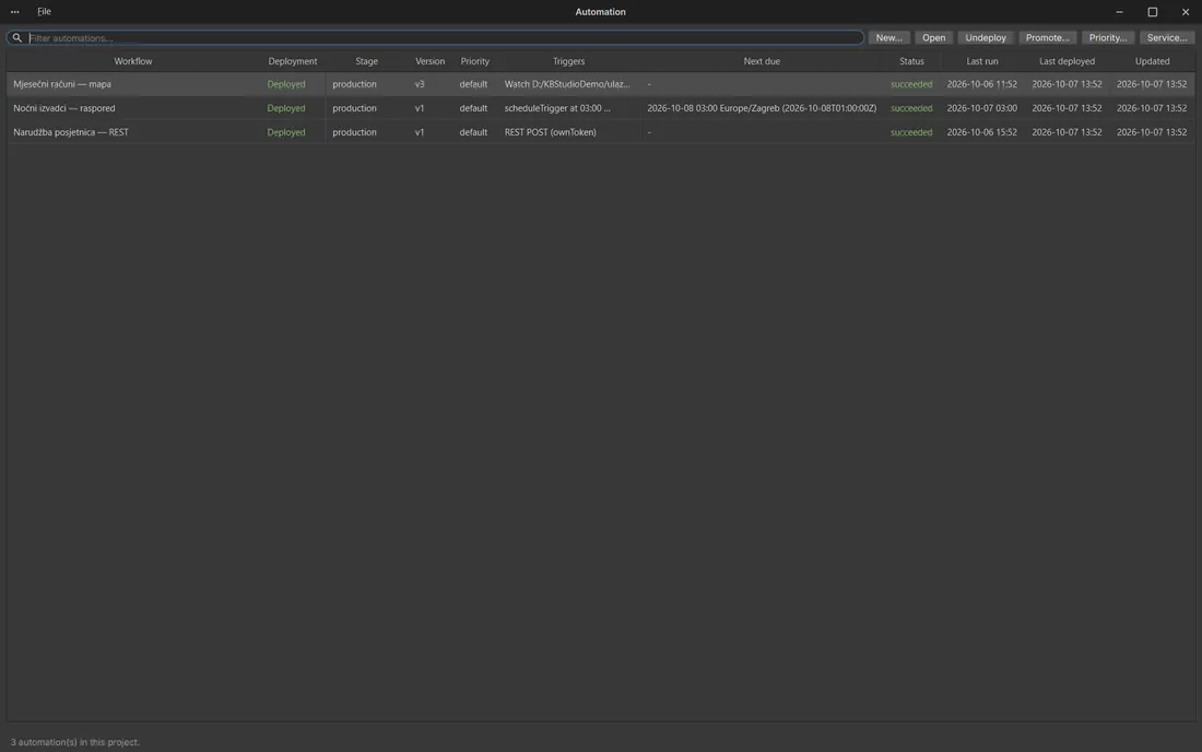 The project's automations