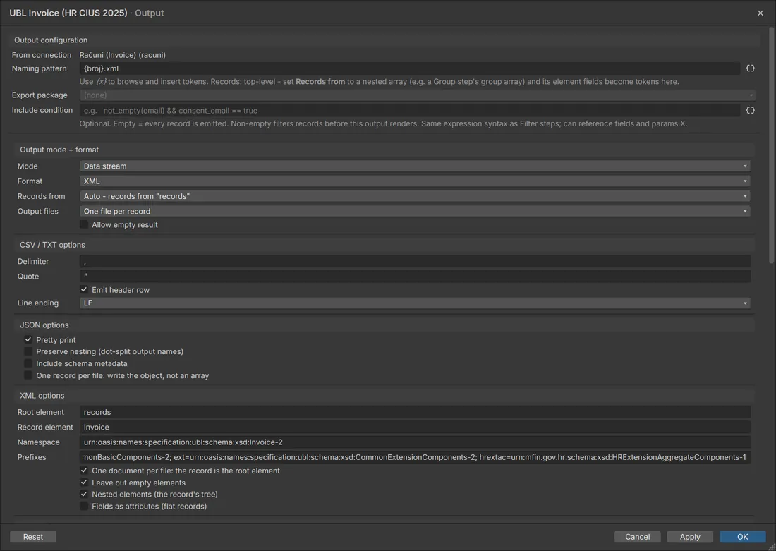UBL 2.1 XML output
