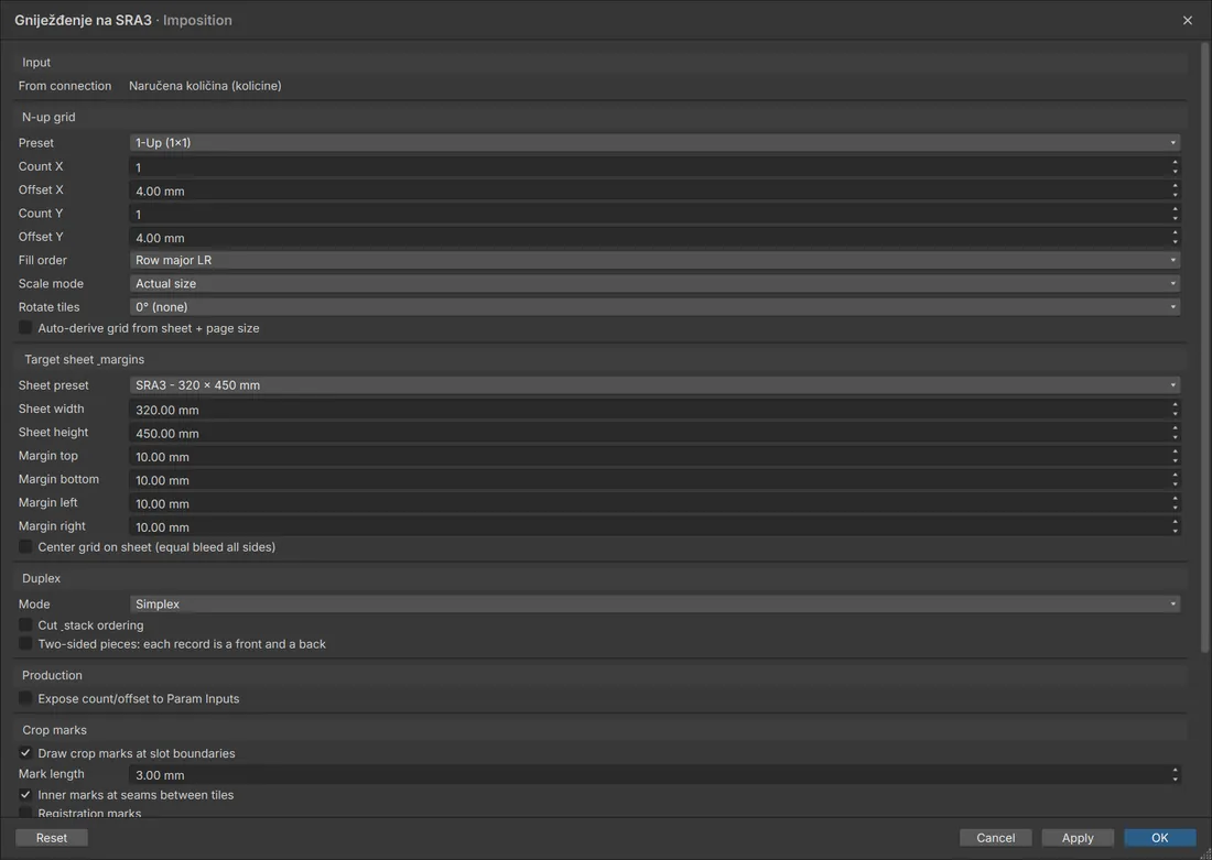 Nesting mixed formats on SRA3