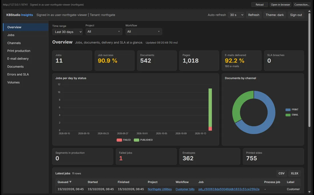 Insights in the KBStudio app