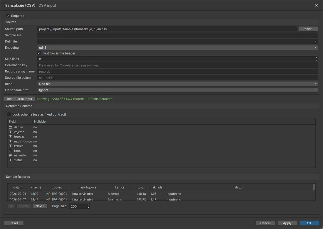 CSV input