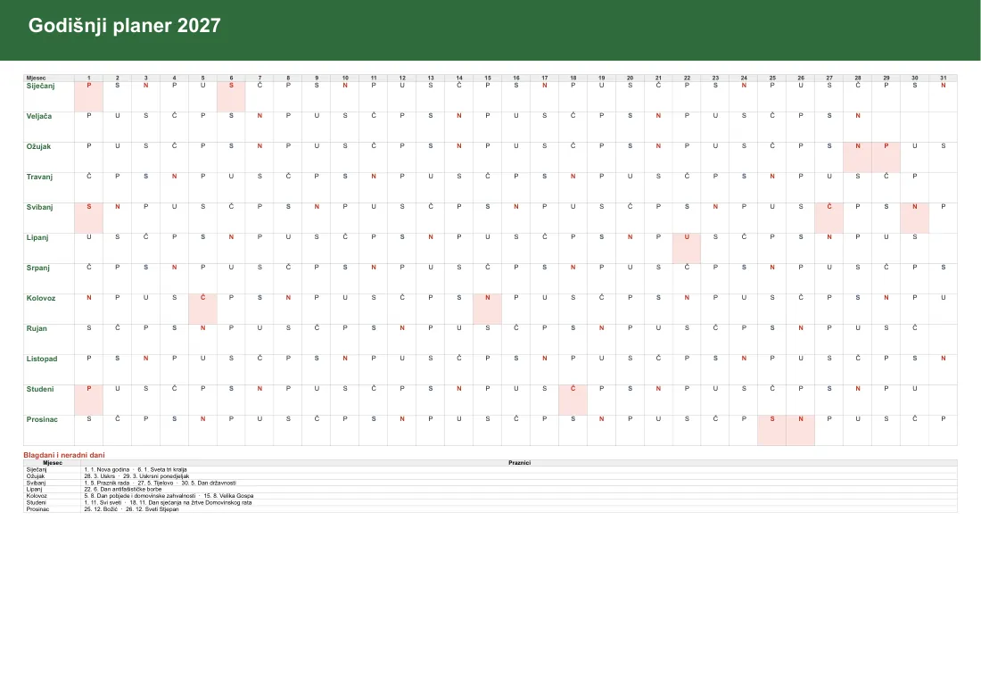 A3 yearly planner