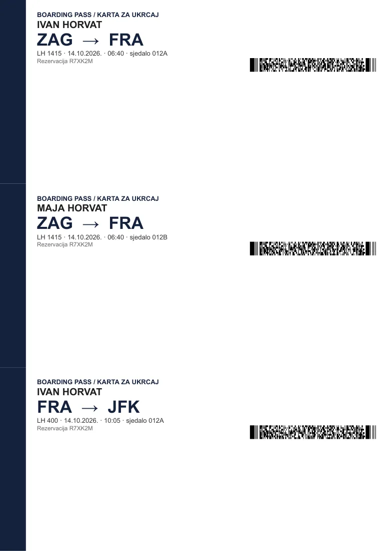 Boarding passes with IATA BCBP in PDF417